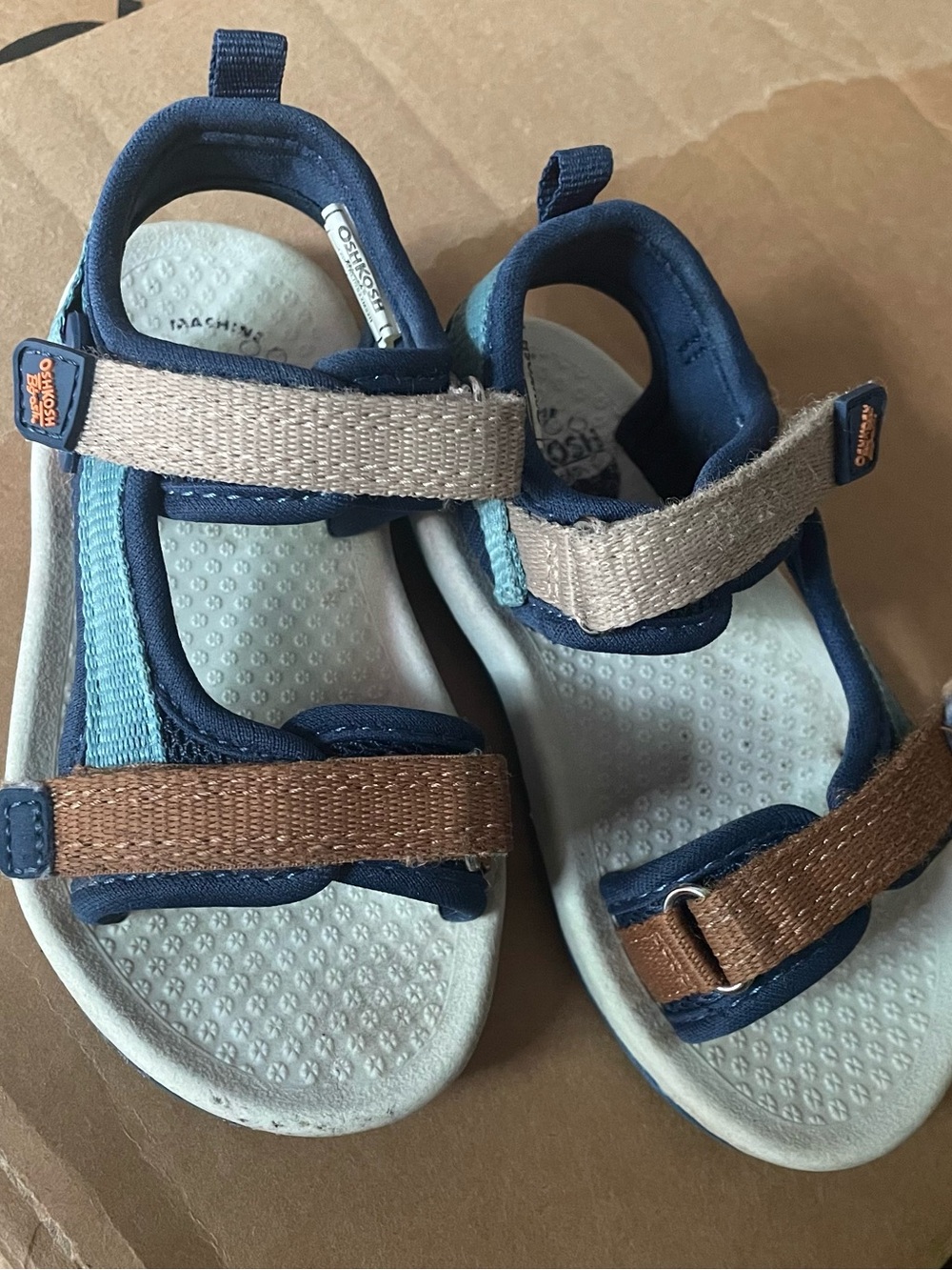 OshKosh B'gosh Navy, Light Blue and Brown Velcro Kids Sandals